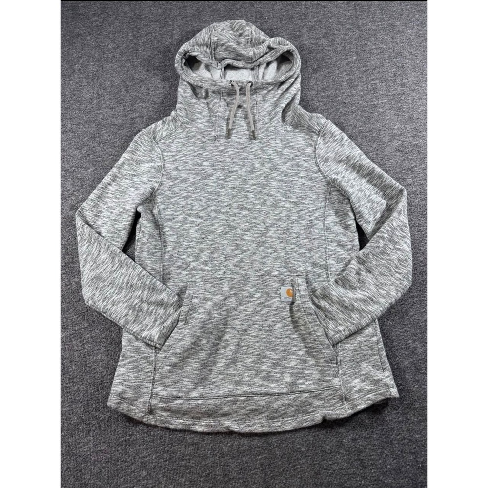 Carhartt Womens Clarksburg Cowl Neck Hoodie Grey Space Dye Sweatshirt Size S 4-6